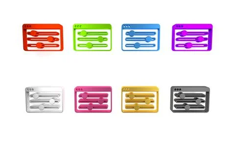 Colorful Browser setting icon isolated on white background. Adjusting, serv.. Illustrazione stock