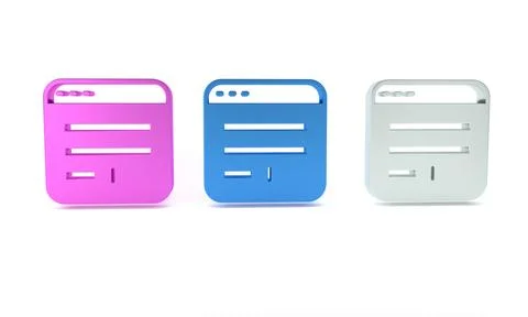 Colorful Browser window icon isolated on white background. Minimalism conce.. Stock Illustration