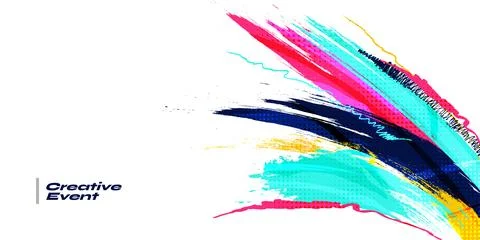 Colorful Brush Background with Halftone Effect Stock Illustration