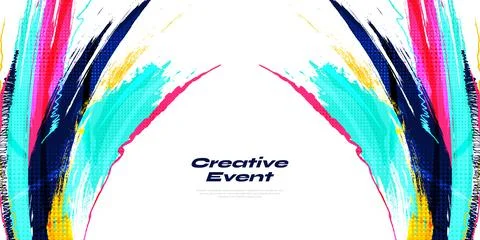 Colorful Brush Background with Halftone Effect Stock Illustration
