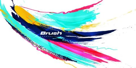 Colorful Brush Background with Halftone Effect Illustrazione stock