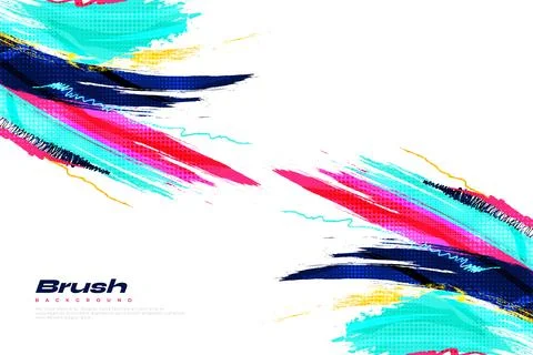 Colorful Brush Background with Halftone Effect Stock Illustration