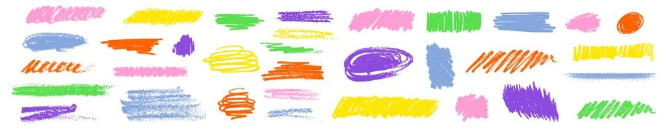 Colorful brush crayon scribble marks Stock Illustration