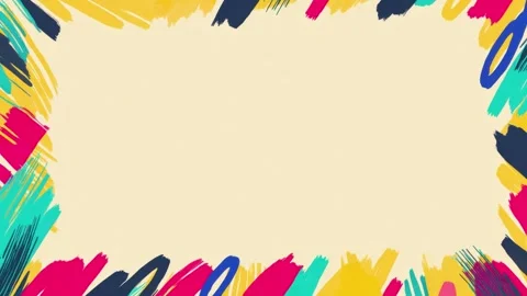 Colorful brush stroke border frame with copy space for text overlay, hand d.. Stockbeeldmateriaal 342043740