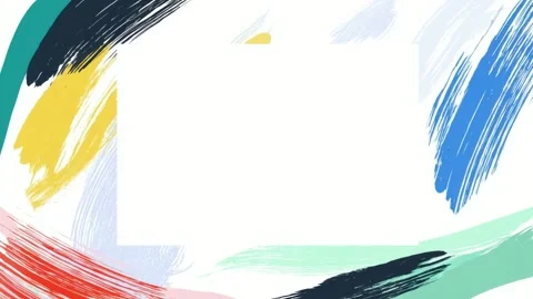 Colorful brush stroke border frame with copy space, hand drawn digital stop.. Stock Footage 342045147