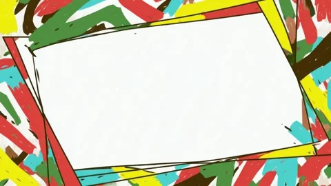 Colorful brush stroke frame with blank center for text overlay, hand drawn .. Stock Footage 342046450