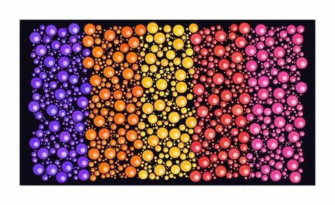 Colorful bubble pattern background. Purple and orange and yellow and pink d.. イラスト素材