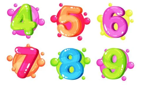 Colorful Bubble-Shaped Collection Of Thick Cartoon Numbers Stock Illustration