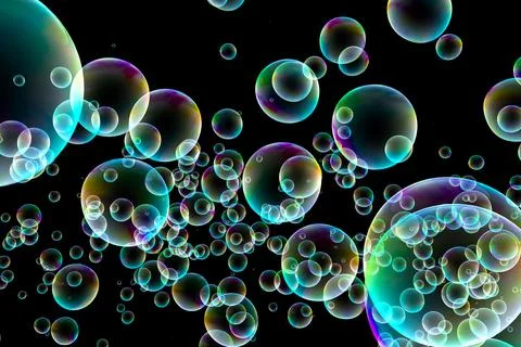 Colorful bubbles, beautiful background for art project. 3D illustration Stock Illustration