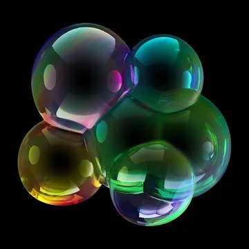 Colorful bubbles, beautiful background for art project. 3D illustration Stock Illustration