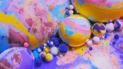 Colorful Bubbles Bubble Bursting Abstract Pattern Macro  Art Design Chemica 스톡 동영상 71934777
