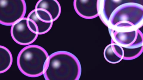 Colorful bubbles float in space with a dark background Stock Footage 338277148