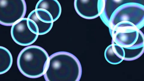 Colorful bubbles floating against a dark background Vídeo Stock 338010478