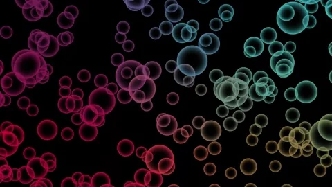 Colorful bubbles floating on a black background animation Stock Footage 316015593