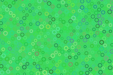 Colorful bubbles floating on green background Stock Illustration