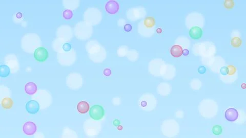 Colorful bubbles floating in light blue sky Stock-Illustration