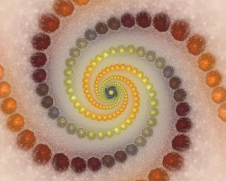 Colorful bubbles spiral vortex. Abstract multicolored background. Illustrazione stock