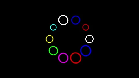 Colorful buffering circles motion graphics with plain black background Stock Footage 296273784