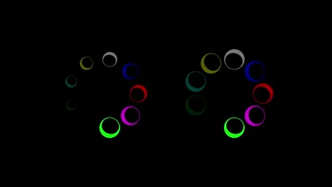 Colorful buffering circles motion graphics with plain black background Stock Footage 300023643