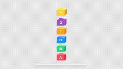Colorful Building Block Tower Stacking Animation with wobble and a 4K Alpha Видео 346594674