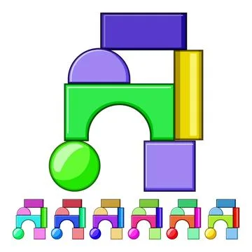 Colorful building blocks creating abstract structure Stock Illustration
