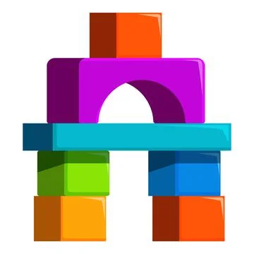 Colorful building blocks creating an arch bridge structure Ilustración de archivo