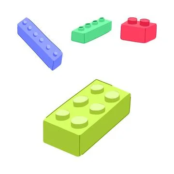 Colorful building blocks creating construction design and kids game Ilustración de archivo