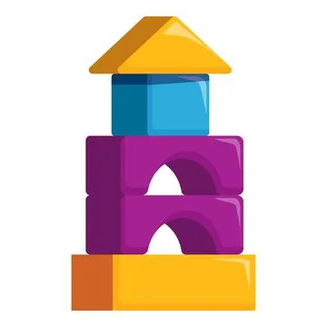 Colorful building blocks creating a towering play structure Ilustración de archivo