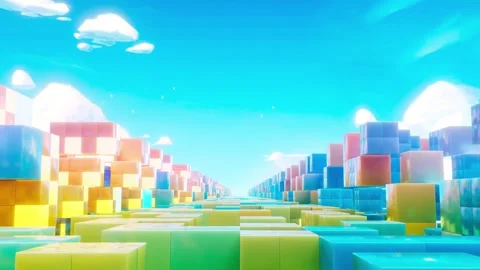 Colorful building blocks dynamic shuttle Vidéo 317997735