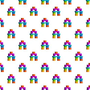 Colorful building blocks toy pattern for children playing Stock Illustration