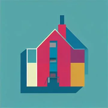 Colorful Building Composition Design Icon Ilustración de archivo