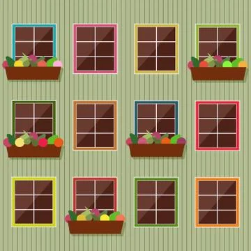 Colorful Building Facade Stock Illustration