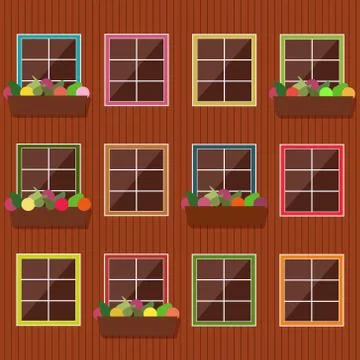 Colorful Building Facade Stock Illustration