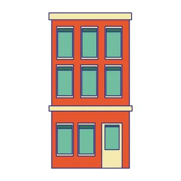 Colorful building icon, flat design Ilustração Stock