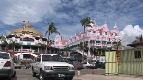 Colorful buildings Aruba island in the caribbean Stock Footage