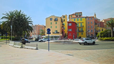 Colorful buildings in Menton. Stock Footage 247222408