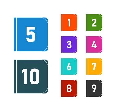 Colorful Bullet points pack from one to ten number Stock Illustration