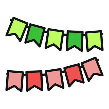 Colorful bunting flags line creating festive celebration decoration Stock Illustration