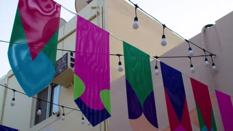 Colorful bunting in Muharraq Stock Footage 327213570
