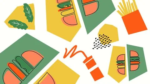 Colorful Burger Set Background Stock Illustration