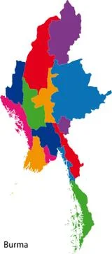 Colorful Burma map Stock Illustration