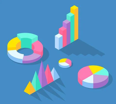 Colorful business statistics elements for documents, reports and financial data Illustrazione stock