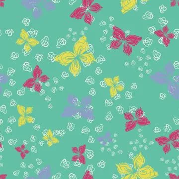 Colorful buttereflies seamless vector pattern Stock Illustration