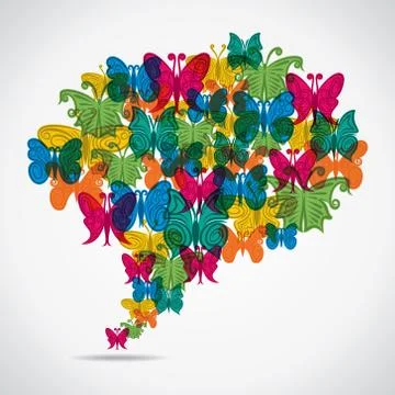 Colorful butterfly group like message bubble vector Stock Illustration