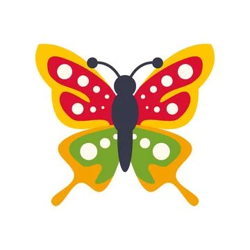 Colorful butterfly insect flat vector design icon イラスト素材