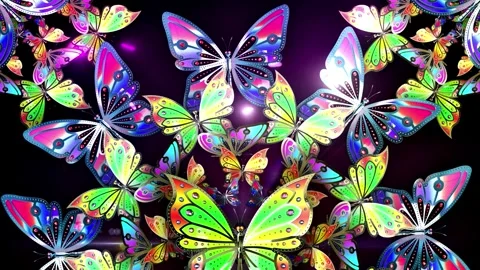 Colorful Butterfly Mandala Background 2 Stock Footage 343330809