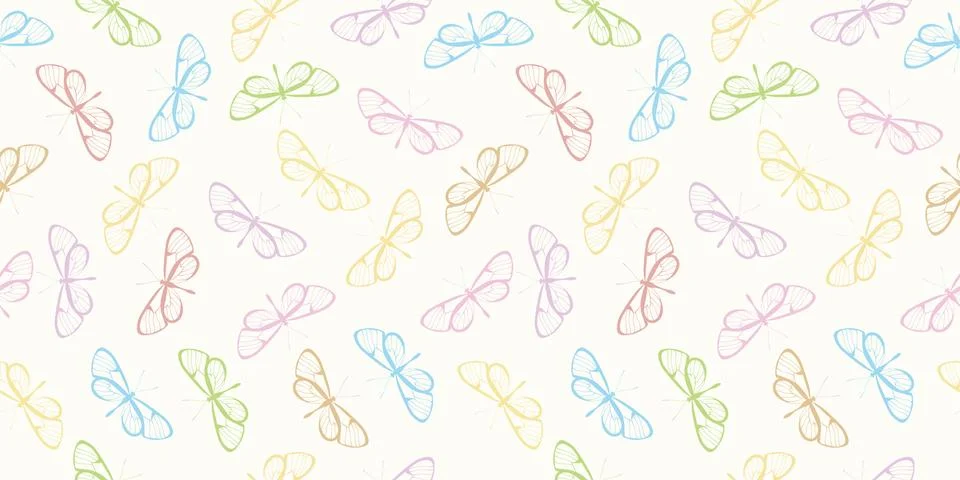 Colorful butterfly seamless repeat pattern vector background. Stock Illustration