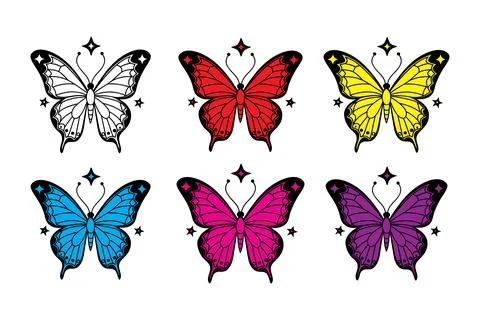 Colorful butterfly vector icon Stock Illustration