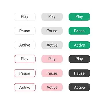 Colorful Button Set Website Button Play Stock Illustration