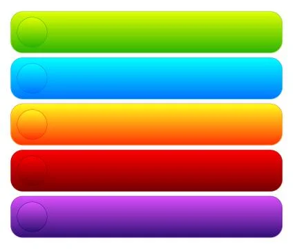 Colorful button templates with blank space, rounded corners. Stock Illustration